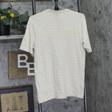 Vince Short Sleeve Stripe Loose Knit Crew T-Shirt Coyote Brown / Off White S