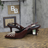 A New Day Serafina Rhinestone Slingback Heels 94661787 Burgundy Red 9.5M