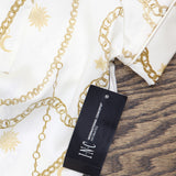 INC International Concepts Chain-Print Pajama Set Woven Celia Chain White L
