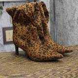 A New Day Toe Mid-Calf Cone Heel Boots Animal Print Leopard Brown Multi 8.5M