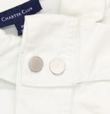 Charter Club Womens Button Up Petite Denim Twill Trucker Jacket Bright White PXL
