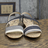 Lifestride Yasmine MISMATCH PRINT Cork Wedge Sandals Natural Multi Brown 6W