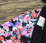 Swim Solutions Womens Floral Empire Waist Swimdress One Piece Pink Multi 12