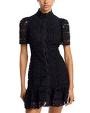 Aqua Womens Floral Lace Mock Neck Mini Dress IDM11073 Black S