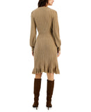 Taylor Dresses Women's Taylor Solid Ribbed Ruffle Bottom Sweater Dress 6713M