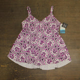 Swim Solutions Womens Tiletale V-Neck Tankini Swim Top 806834 Magenta Purple 14
