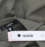 Aqua Womens Folded Button Leg Balloon Pants Trousers IPL80854 Olive Green S