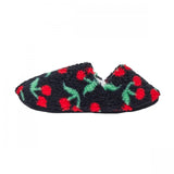 ZUZIFY Cozy Fleece High Cut Slipper Socks with Grippers Black / Red M / L