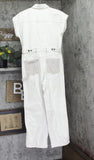 Woolrich X TGT Short Sleeve Western Denim Jumpsuit 94611508 Cream Off White 4