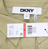 DKNY Snap Front Roll Tab Short Sleeve Shacket Jacket Shirt Pale Moss Green XS