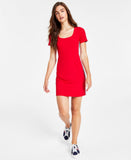 Tommy Jeans Womnes Knit Square-Neck Ribbed Dress T2FD0BGE