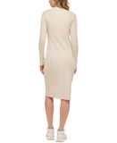 Dkny Jeans Henley-Neckline Long-Sleeve Ribbed Dress E23MDHVW Vanilla Brown M