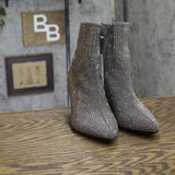 A New Day Gloria Low-Shaft Heeled Rhinestone Boots 94637424 Silver Gray 5.5M