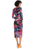 Vince Camuto Womens Printed Long-Sleeve Bodycon Dress Blue Multi 12