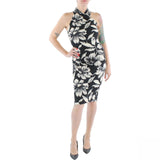 Rachel by Rachel Roy High-neck Back zip Fitted Midi Dress Black Bouquet XL