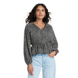 Universal Thread Womens Balloon Long Sleeve Blouse 92235285 Black Abstract S