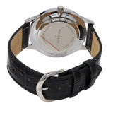 Peugeot Watch with Bold Arabic Numerals and Leather Band Black / Silver Gray