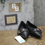 A New Day Womens Valentina Pointed Toe Buckle Ballet Flats 94462481 Black 8M