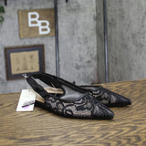 A New Day London Lace Slingback Bow Flats 94303522 Black 6.5M