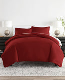 Ienjoy Double Brushed Solid 3-Piece Duvet Cover Set Burgundy Red King
