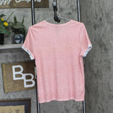 Roudelain Womens Double Sleeve Pajama Shirt Top EJJE340M Bridal Rose Pink M