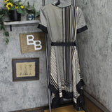 Karl Lagerfeld Neck Silky Crepe Geo Printed Satin Midi Dress Soft Beige Brown 14