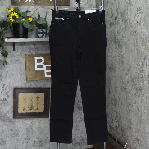 Christopher & Banks Womens Embellished Relaxed Fit High Rise Jeans 9900