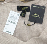 Charter Club Long Sleeve V Neck Cashmere Sweater Pearl Taupe Heather Brown XL
