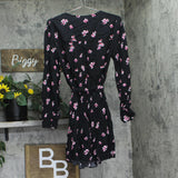 Nautica Womens Sustainably Crafted Woven Floral Print Tie Dress True Black M