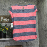Nautica Lightweight Scoop-Neck Keyhole Top 25K520 Hibiscus Pink / Navy Blue L