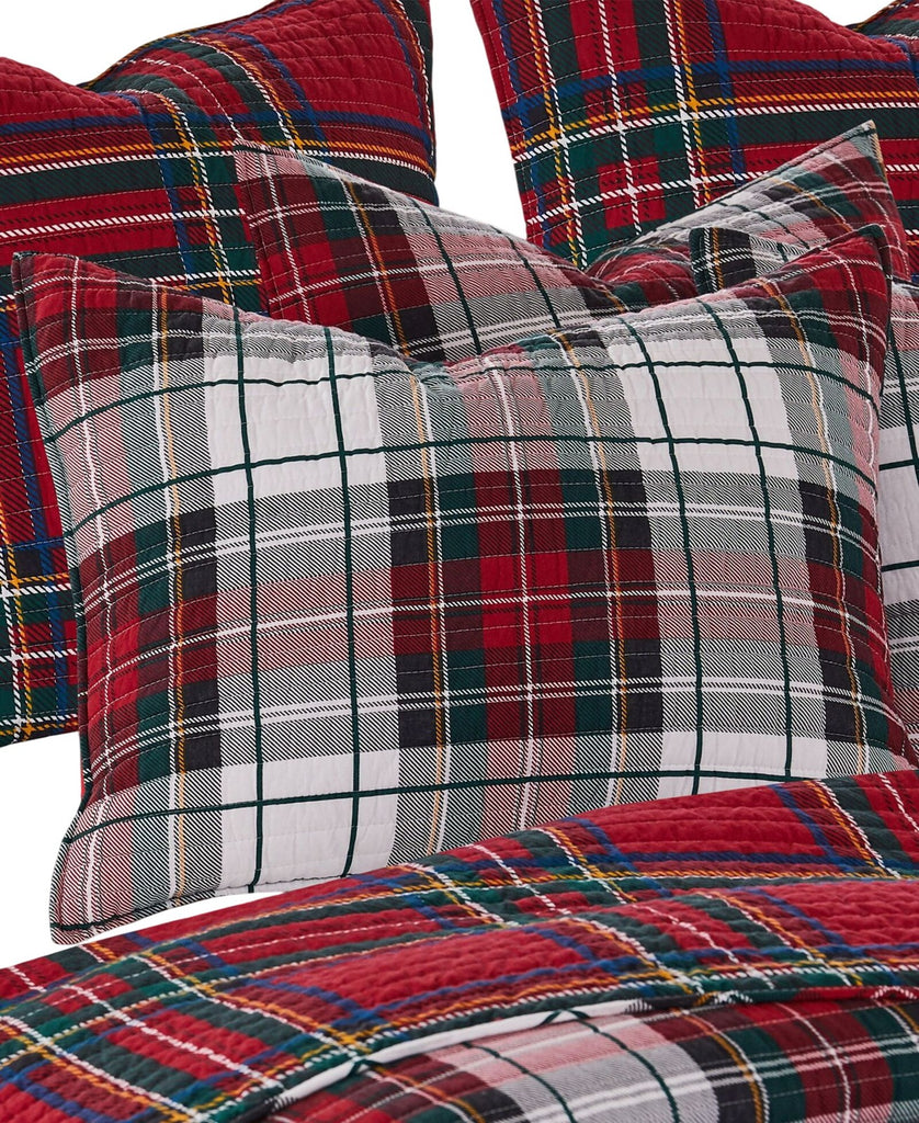 Levtex Home Cotton Spencer Plaid Reversible Quilt Red Mutli King / Cal King
