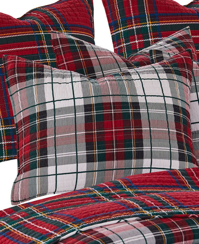 Levtex Home Cotton Spencer Plaid Reversible Quilt Red Mutli King / Cal King