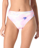 Carmen Marc Valvo Womens Floral Escape High Waist Bikini Bottom White Multi L