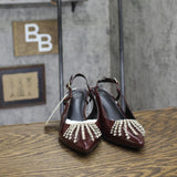 A New Day Womens Serafina Heels Rhinestone Strap Back 94661781 Burgundy Red 6.5M