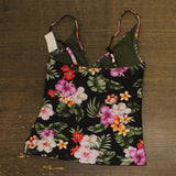 Bar III Womens Printed Twist-Front Shirred Tankini Top MBTH25439 Multi Black M