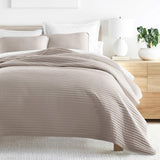 iEnjoy Home All Season 3-Piece Stripe Stitch Quilt Set Beige Brown Full / Queen