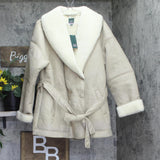 Wild Fable Shawl Collar Faux Shearling Belted Coat 94658648 Tan Brown L