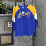 NHL Womens Frayed Bottom St Louis Blues Colorblock Sweatshirt Blue / Gold S