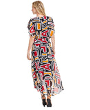 Karl Lagerfeld Womens Printed High-Low Flutter-Sleeve Dress Black Multi 2