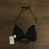Becca Womens Modern Edge Textured Rib Halter Swim Bikini Top 543857 Black M