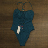 Red Carter Womens Textured Miss Mermaid One Piece Swimsuit Indigo Dye Blue M