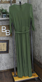 Ny Collection Petite Short 3/4 Sleeve Belted Wide Leg Jumpsuit Oil Green PL