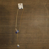 Viola Lariat Pull Adjustable Necklace Dangly Earring Set Gold / Blue