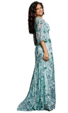 Jovani  Womens Embellished V Neck 3/4 Open Sleeve Formal Dress Gown Mint Green 6