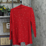 Charter Club Womens Rhinestone Open Front Cashmere Cardigan Sweater Red M