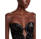 Bardot Womens Strapless Sleeveless Eleni Sequined Mini Dress Black S (US 4)