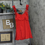 Wild Fable Womens Rosette Mini Babydoll Holiday Dress 91907817 Red 2XS