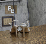 Marc Fisher Womens HALLAN Heeled Sandal Block MFHALLAN Silver Gray 8.5M