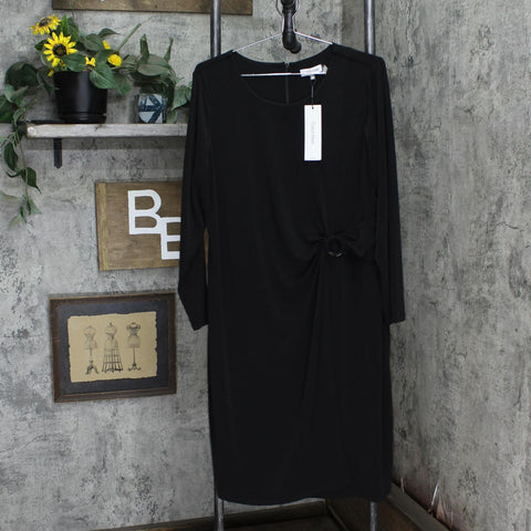 Calvin Klein Womens Plus Size Faux-Wrap Dress W2HD7055 Black 0X