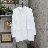 Joan Rivers Womens Plus Size Pindot Button Front Layered Blouse White / Black 3X